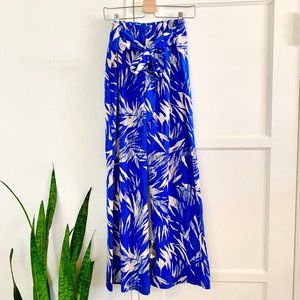 Mahina Blue and White Floral Wide Leg Pants NWT